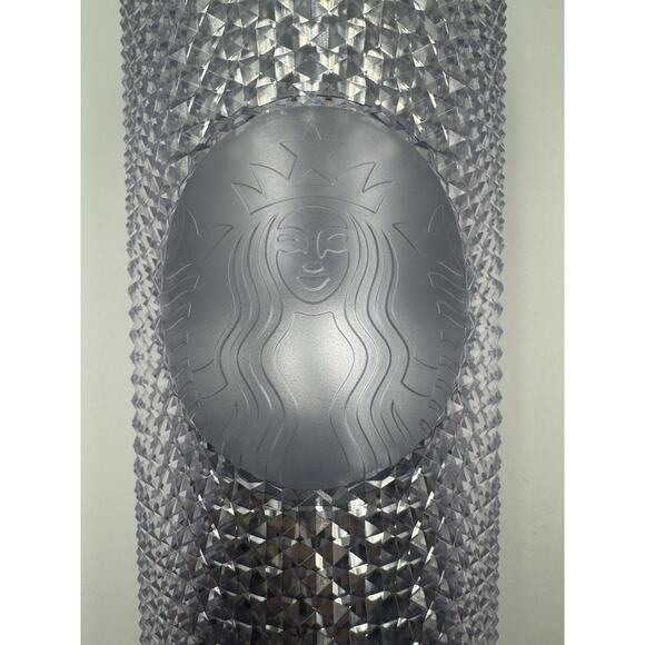 2019 Starbucks Studded Platinum Silver Bling Cold Cup Tumbler 24oz Venti - Picture 1 of 7